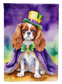 Cavalier Spaniel King of Mardi Gras House Flag Large Porch Sleeve Pole Decorative Outside Yard Banner Artwork Wall Hanging, Polyester, House Size (Default: Default)
