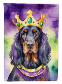 Gordon Setter King of Mardi Gras House Flag Large Porch Sleeve Pole Decorative Outside Yard Banner Artwork Wall Hanging, Polyester, House Size (Default: Default)