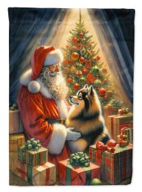Finnish Spitz and Santa Claus House Flag Large Porch Sleeve Pole Decorative Outside Yard Banner Artwork Wall Hanging, Polyester, House Size (Default: Default)