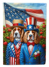 All American Clumber Spaniel House Flag Large Porch Sleeve Pole Decorative Outside Yard Banner Artwork Wall Hanging, Polyester, House Size, Multicolor (Default: Default)