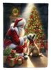 Cairn Terrier and Santa Claus House Flag Large Porch Sleeve Pole Decorative Outside Yard Banner Artwork Wall Hanging, Polyester, House Size