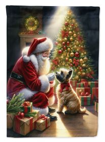 Cairn Terrier and Santa Claus House Flag Large Porch Sleeve Pole Decorative Outside Yard Banner Artwork Wall Hanging, Polyester, House Size (Default: Default)