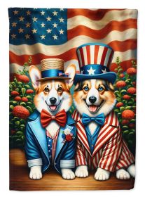 All American Corgi House Flag Large Porch Sleeve Pole Decorative Outside Yard Banner Artwork Wall Hanging, Polyester, House Size, Multicolor (Default: Default)