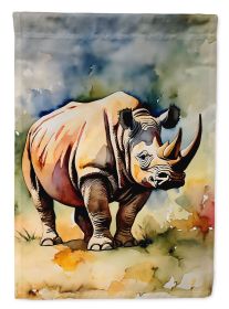 Rhinoceros House Flag Large Porch Sleeve Pole Decorative Outside Yard Banner Artwork Wall Hanging, Polyester, House Size, Multicolor (Default: Default)