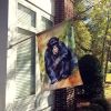 Chimpanzee House Flag Large Porch Sleeve Pole Decorative Outside Yard Banner Artwork Wall Hanging, Polyester, House Size, Multicolor