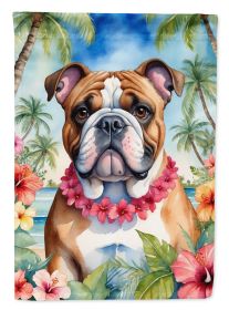 English Bulldog Luau Garden Flag Mailbox Flag Decorative Yard Flag Banner Outside Patio Artwork Yard Flower Beds, Garden Size, Multicolor (Default: Default)