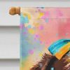 Chocolate Labrador Hippie Dawg House Flag Large Porch Sleeve Pole Decorative Outside Yard Banner Artwork Wall Hanging, Polyester, House Size