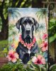 Great Dane Luau Garden Flag Mailbox Flag Decorative Yard Flag Banner Outside Patio Artwork Yard Flower Beds, Garden Size, Multicolor