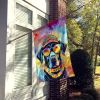 Black Labrador Hippie Dawg House Flag Large Porch Sleeve Pole Decorative Outside Yard Banner Artwork Wall Hanging, Polyester, House Size, Multicolor