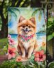 Pomeranian Luau Garden Flag Mailbox Flag Decorative Yard Flag Banner Outside Patio Artwork Yard Flower Beds, Garden Size, Multicolor