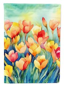 Freesias in Watercolor House Flag Large Porch Sleeve Pole Decorative Outside Yard Banner Artwork Wall Hanging, Polyester, House Size, Multicolor (Default: Default)