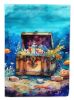 Treasure Chest House Flag Large Porch Sleeve Pole Decorative Outside Yard Banner Artwork Wall Hanging, Polyester, House Size, Multicolor