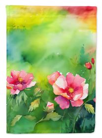 Iowa Wild Prairie Roses in Watercolor House Flag Large Porch Sleeve Pole Decorative Outside Yard Banner Artwork Wall Hanging, Polyester, House Size (Default: Default)