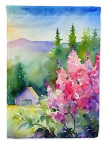 Idaho Syringa in Watercolor House Flag Large Porch Sleeve Pole Decorative Outside Yard Banner Artwork Wall Hanging, Polyester, House Size, Multicolor (Default: Default)