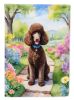 Chocolate Poodle Spring Path Garden Flag Mailbox Flag Decorative Yard Flag Banner Outside Patio Artwork Yard Flower Beds, Garden Size, Multicolor