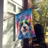 Old English Sheepdog Hippie Dawg House Flag Large Porch Sleeve Pole Decorative Outside Yard Banner Artwork Wall Hanging, Polyester, House Size