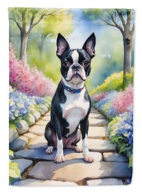 Boston Terrier Spring Path Garden Flag Mailbox Flag Decorative Yard Flag Banner Outside Patio Artwork Yard Flower Beds, Garden Size, Multicolor (Default: Default)