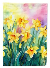 Daffodils in Watercolor House Flag Large Porch Sleeve Pole Decorative Outside Yard Banner Artwork Wall Hanging, Polyester, House Size, Multicolor (Default: Default)