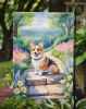 Corgi Spring Path Garden Flag Mailbox Flag Decorative Yard Flag Banner Outside Patio Artwork Yard Flower Beds, Garden Size, Multicolor
