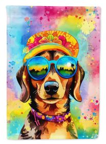 Dachshund Hippie Dawg House Flag Large Porch Sleeve Pole Decorative Outside Yard Banner Artwork Wall Hanging, Polyester, House Size, Multicolor (Default: Default)