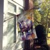 Hippopotamus House Flag Large Porch Sleeve Pole Decorative Outside Yard Banner Artwork Wall Hanging, Polyester, House Size, Multicolor