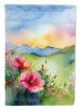 North Dakota Wild Prairie Roses in Watercolor House Flag Large Porch Sleeve Pole Decorative Outside Yard Banner Artwork Wall Hanging, Polyester