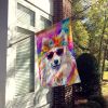 Samoyed Hippie Dawg House Flag Large Porch Sleeve Pole Decorative Outside Yard Banner Artwork Wall Hanging, Polyester, House Size, Multicolor