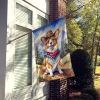 Corgi Cowboy Welcome House Flag Large Porch Sleeve Pole Decorative Outside Yard Banner Artwork Wall Hanging, Polyester, House Size, Multicolor