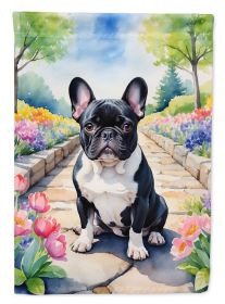 French Bulldog Spring Path House Flag Large Porch Sleeve Pole Decorative Outside Yard Banner Artwork Wall Hanging, Polyester, House Size, Multicolor (Default: Default)