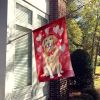 Golden Retriever My Valentine House Flag Large Porch Sleeve Pole Decorative Outside Yard Banner Artwork Wall Hanging, Polyester, House Size