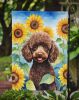 Chocolate Poodle in Sunflowers Garden Flag Mailbox Flag Decorative Yard Flag Banner Outside Patio Artwork Yard Flower Beds, Garden Size, Multicolor