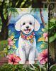 Bichon Frise Luau Garden Flag Mailbox Flag Decorative Yard Flag Banner Outside Patio Artwork Yard Flower Beds, Garden Size, Multicolor