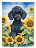 Black Poodle in Sunflowers Garden Flag Mailbox Flag Decorative Yard Flag Banner Outside Patio Artwork Yard Flower Beds, Garden Size, Multicolor