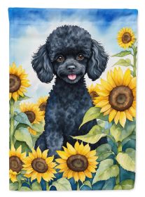 Black Poodle in Sunflowers Garden Flag Mailbox Flag Decorative Yard Flag Banner Outside Patio Artwork Yard Flower Beds, Garden Size, Multicolor (Default: Default)