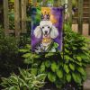 White Poodle King of Mardi Gras Garden Flag Mailbox Flag Decorative Yard Flag Banner Outside Patio Artwork Yard Flower Beds, Garden Size, Multicolor