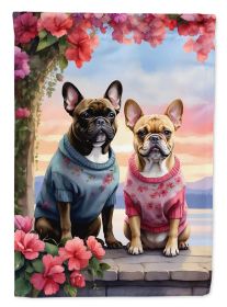 French Bulldog Two Hearts Garden Flag Mailbox Flag Decorative Yard Flag Banner Outside Patio Artwork Yard Flower Beds, Garden Size, Multicolor (Default: Default)