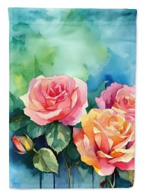 New York Roses in Watercolor Garden Flag Mailbox Flag Decorative Yard Flag Banner Outside Patio Artwork Yard Flower Beds, Garden Size, Multicolor (Default: Default)