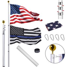 Telescopic Aluminum Flagpole with U.S. Flag Ball (size: 20 Ft.)