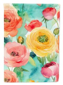 Ranunculus in Watercolor Garden Flag Mailbox Flag Decorative Yard Flag Banner Outside Patio Artwork Yard Flower Beds, Garden Size, Multicolor (Default: Default)