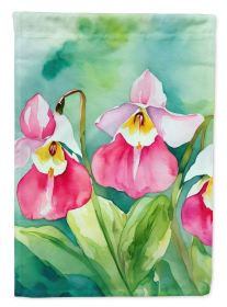 Minnesota Pink and White Lady s Slippers in Watercolor Garden Flag Mailbox Flag Decorative Yard Flag Banner Outside Patio Artwork Yard Flower Beds (Default: Default)