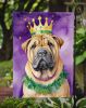 Shar Pei King of Mardi Gras Garden Flag Mailbox Flag Decorative Yard Flag Banner Outside Patio Artwork Yard Flower Beds, Garden Size, Multicolor