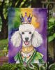 White Poodle King of Mardi Gras Garden Flag Mailbox Flag Decorative Yard Flag Banner Outside Patio Artwork Yard Flower Beds, Garden Size, Multicolor