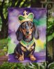Dachshund King of Mardi Gras Garden Flag Mailbox Flag Decorative Yard Flag Banner Outside Patio Artwork Yard Flower Beds, Garden Size, Multicolor