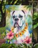White Boxer Luau Garden Flag Mailbox Flag Decorative Yard Flag Banner Outside Patio Artwork Yard Flower Beds, Garden Size, Multicolor