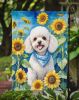 White Poodle in Sunflowers Garden Flag Mailbox Flag Decorative Yard Flag Banner Outside Patio Artwork Yard Flower Beds, Garden Size, Multicolor