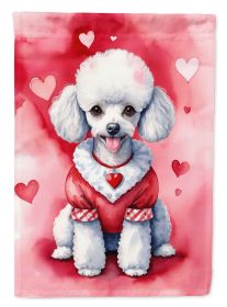 White Poodle My Valentine Garden Flag Mailbox Flag Decorative Yard Flag Banner Outside Patio Artwork Yard Flower Beds, Garden Size, Multicolor (Default: Default)