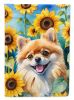 Pomeranian in Sunflowers Garden Flag Mailbox Flag Decorative Yard Flag Banner Outside Patio Artwork Yard Flower Beds, Garden Size, Multicolor