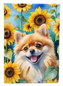 Pomeranian in Sunflowers Garden Flag Mailbox Flag Decorative Yard Flag Banner Outside Patio Artwork Yard Flower Beds, Garden Size, Multicolor (Default: Default)