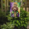 Labradoodle King of Mardi Gras Garden Flag Mailbox Flag Decorative Yard Flag Banner Outside Patio Artwork Yard Flower Beds, Garden Size, Multicolor