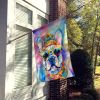 French Bulldog Hippie Dawg House Flag Large Porch Sleeve Pole Decorative Outside Yard Banner Artwork Wall Hanging, Polyester, House Size, Multicolor